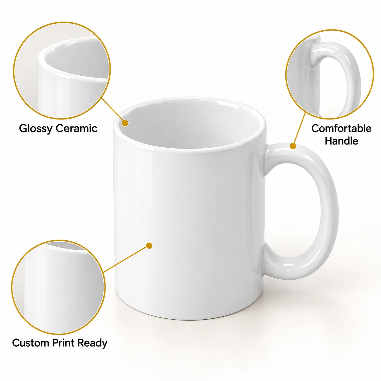 White Ceramic Coffee Mug - view 4